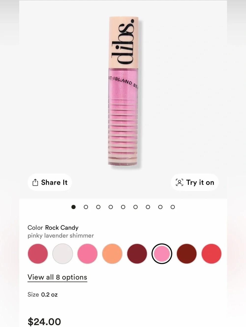 New in Box, DIBS Beauty Go To Glossy Balm Lip Gloss Rock Candy Womens 0.2 oz